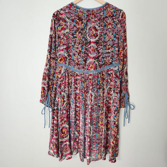 Anthropologie Abia Velvet Peasant Renaissance Festival Burnout Mini Dress - Picture 9 of 13